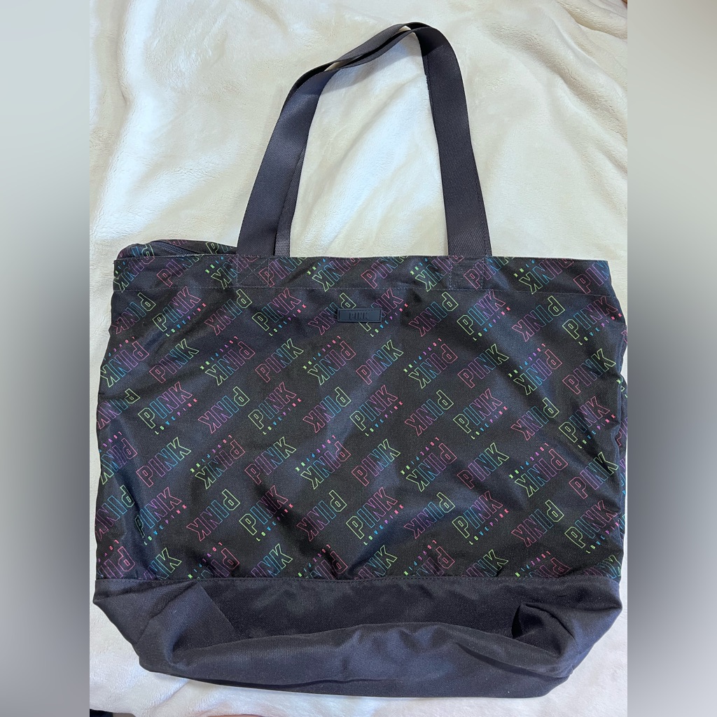Pink Victorias Secret Multicolor Logo Tote Pink Victorias Secret Multicolor Logo Tote